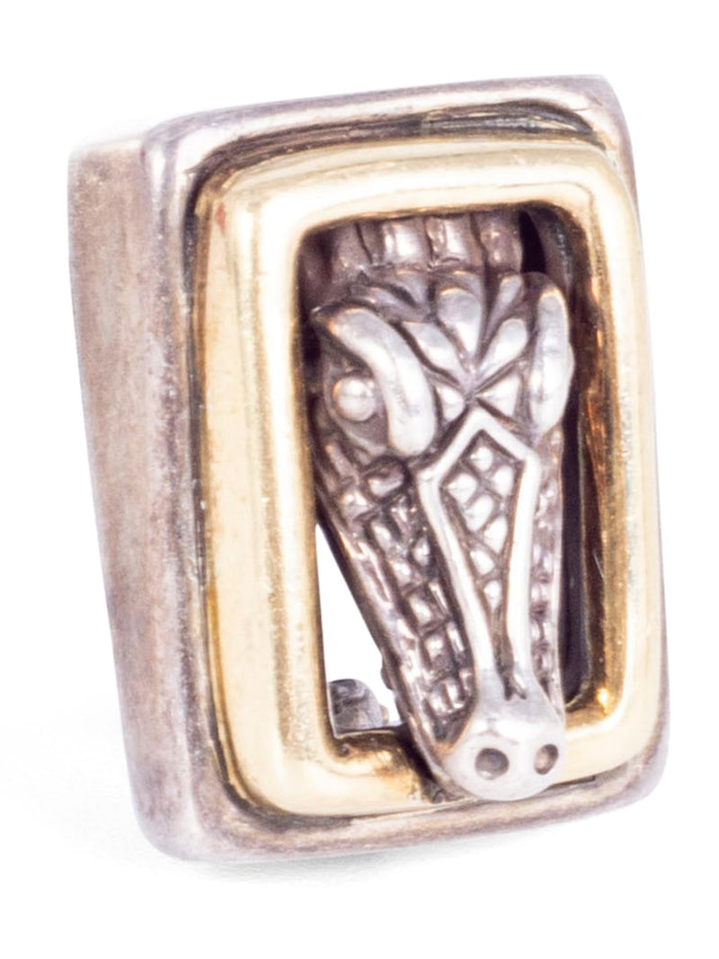 Barry Kieselstein-Cord 14K Gold Silver Alligator Clip On Earrings-designer resale