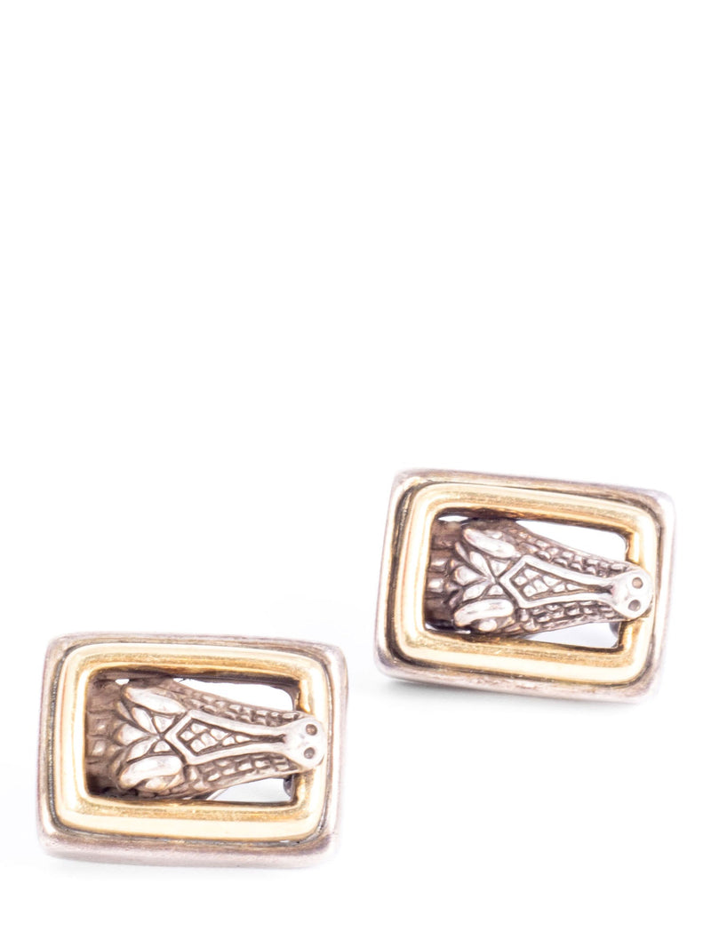 Barry Kieselstein-Cord 14K Gold Silver Alligator Clip On Earrings-designer resale