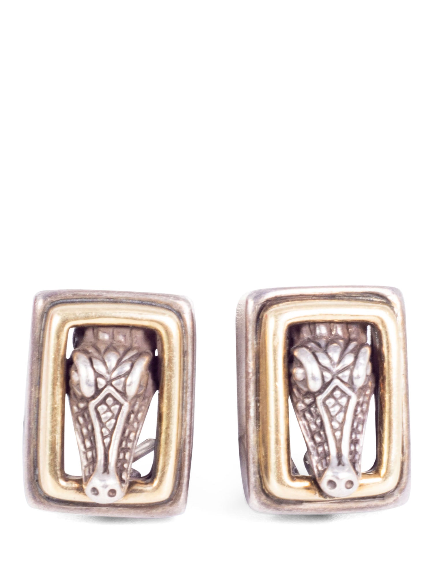 Barry Kieselstein-Cord 14K Gold Silver Alligator Clip On Earrings-designer resale