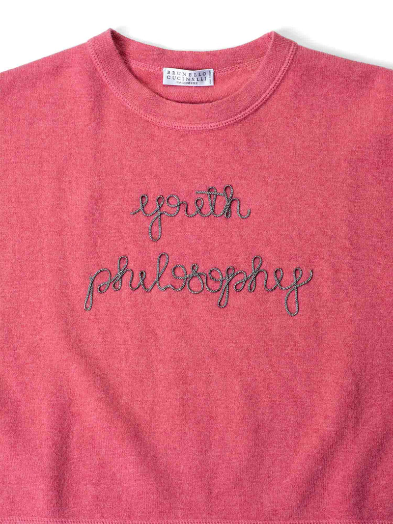 Brunello Cucinelli Cashmere Monili Cropped Sweater Pink-designer resale