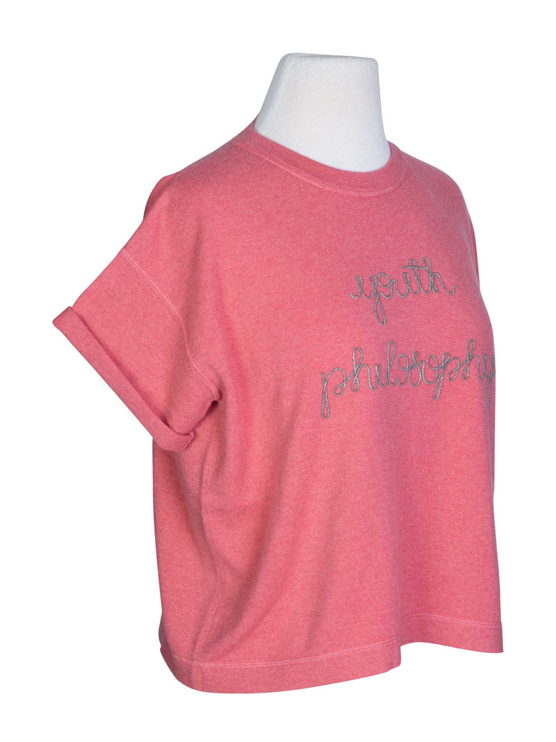 Brunello Cucinelli Cashmere Monili Cropped Sweater Pink-designer resale