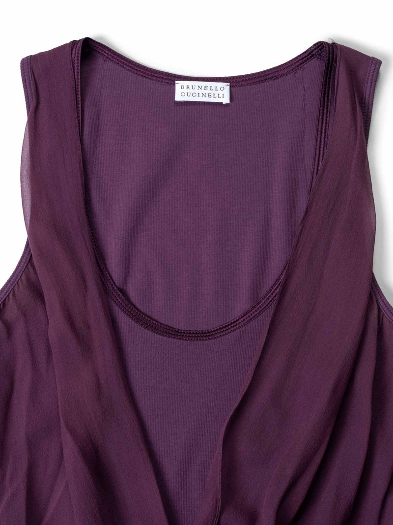 Brunello Cucinelli Cotton Chiffon Top Purple-designer resale