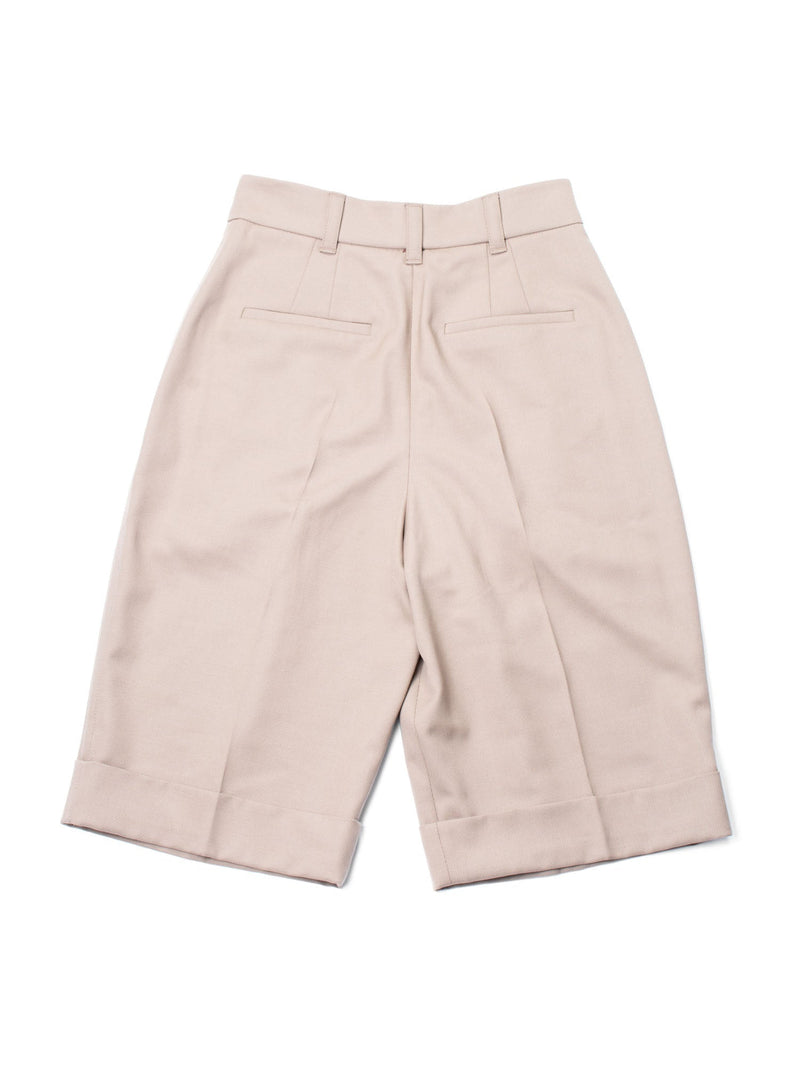 Brunello Cucinelli Fine Wool Pleated Shorts Beige-designer resale
