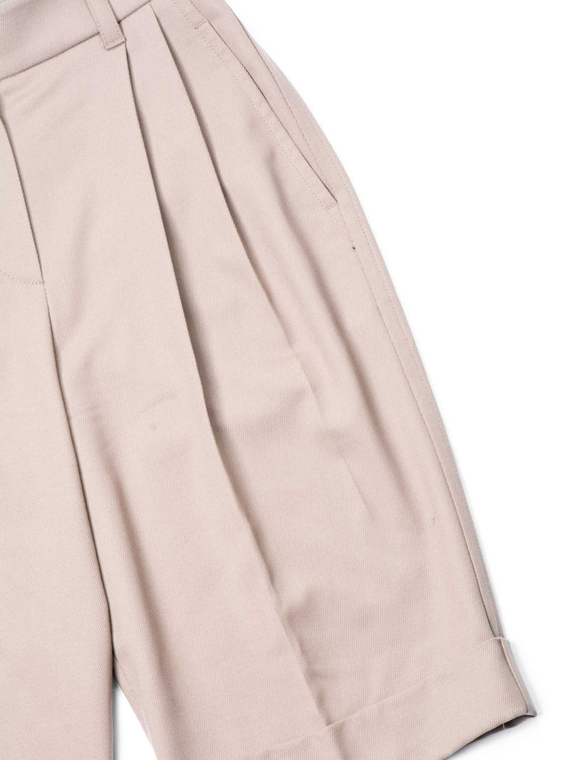 Brunello Cucinelli Fine Wool Pleated Shorts Beige-designer resale