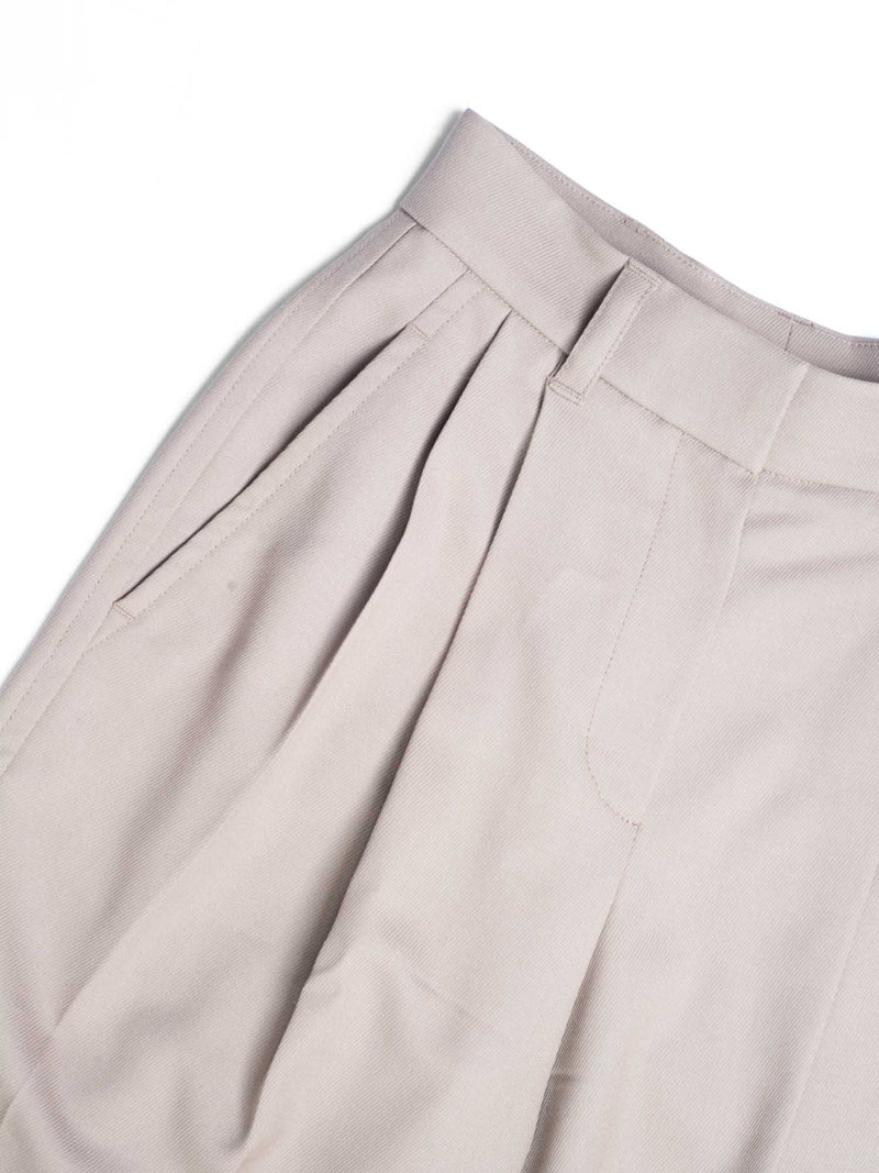 Brunello Cucinelli Fine Wool Pleated Shorts Beige-designer resale
