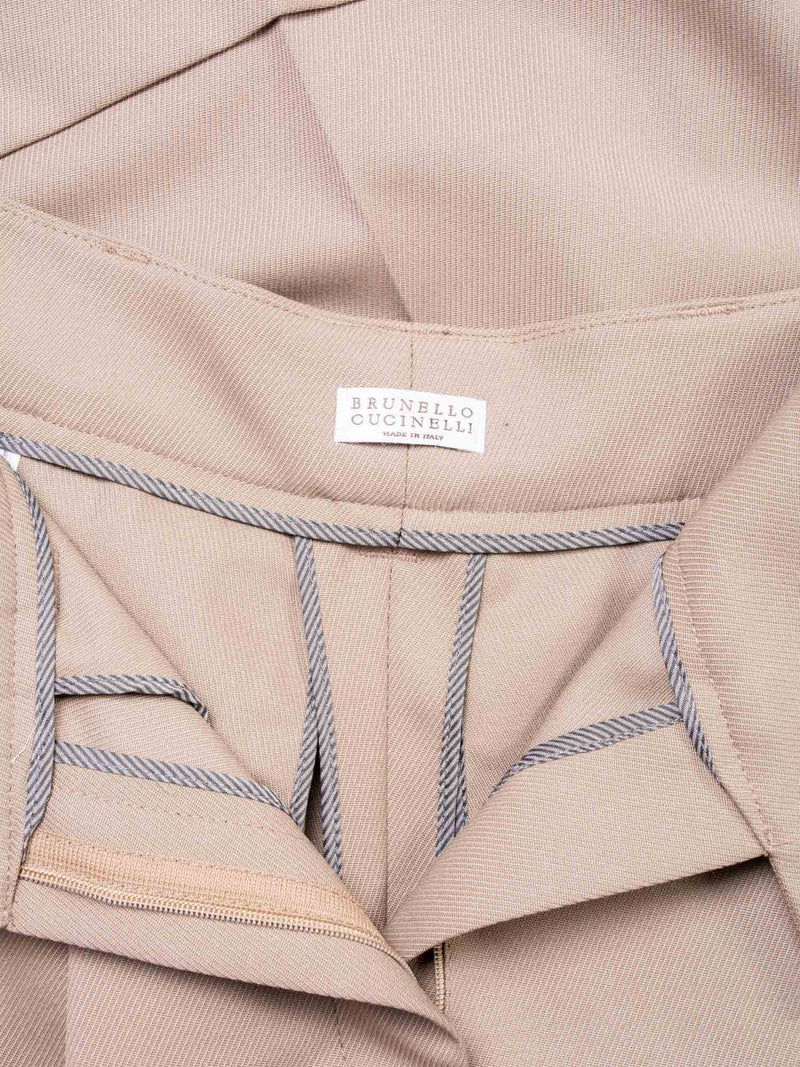 Brunello Cucinelli Fine Wool Pleated Shorts Beige-designer resale