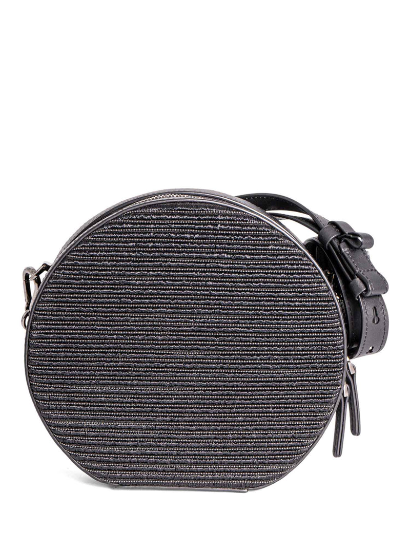 Brunello Cucinelli Leather Monili Beaded Round Messenger Bag Black-designer resale