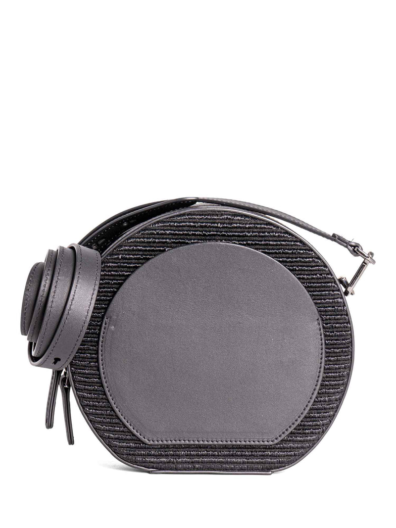 Brunello Cucinelli Leather Monili Beaded Round Messenger Bag Black-designer resale