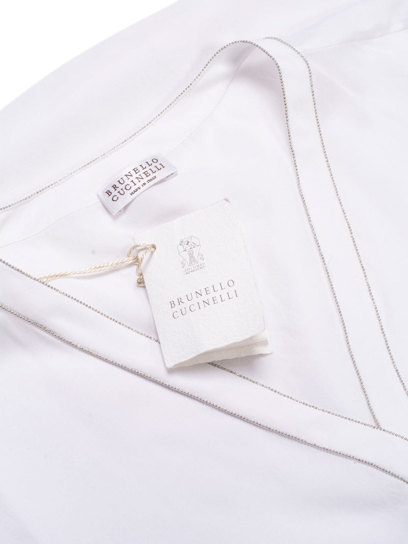 Brunello Cucinelli Monili Silk Oversized Shirt White-designer resale