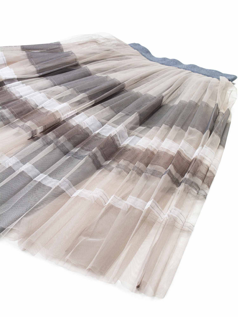 Brunello Cucinelli Tulle Pleated Skirt With Leggings Grey Taupe-designer resale