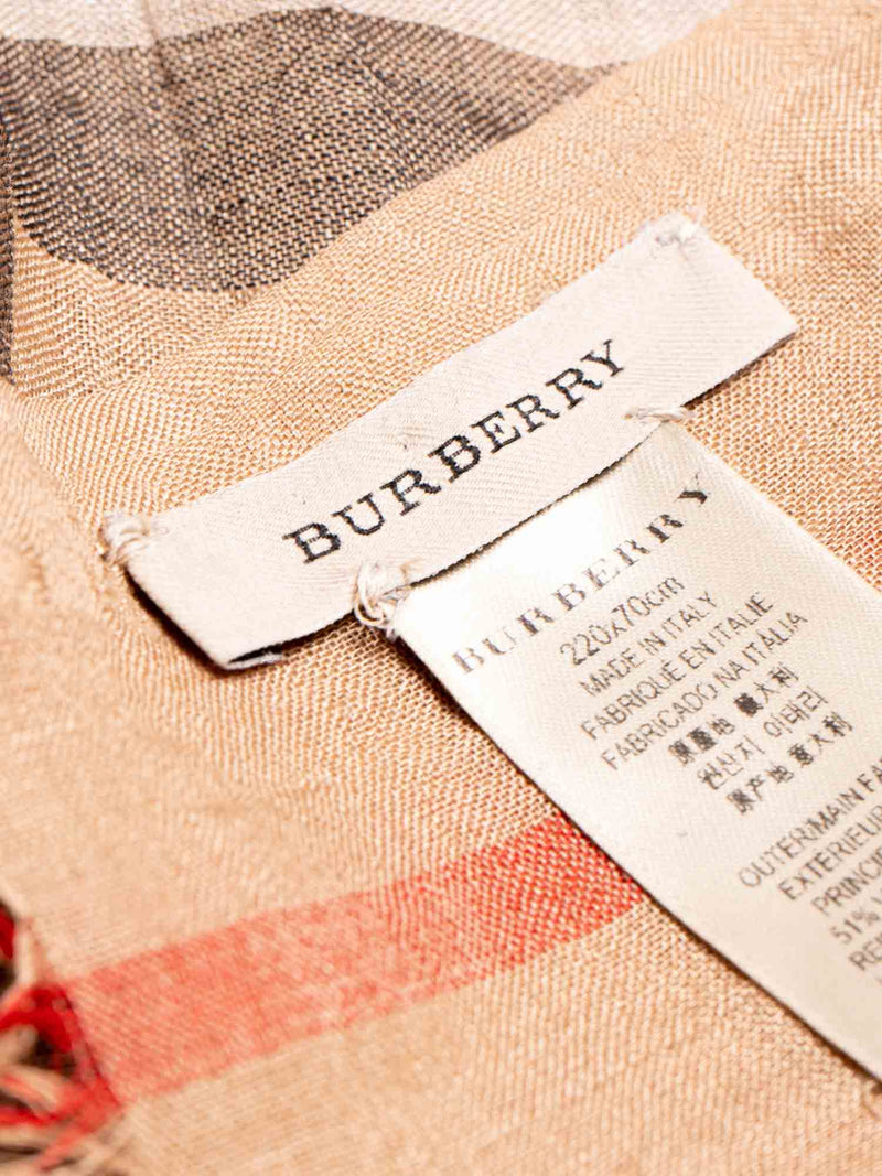 Burberry Cashmere Silk House Check Wide Scarf Brown-designer resale