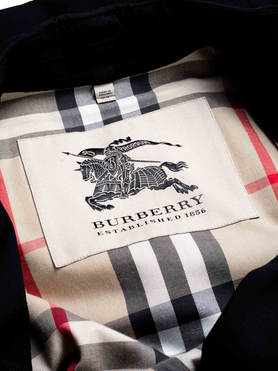 Burberry Gabardine Nova Check Trench Coat Black