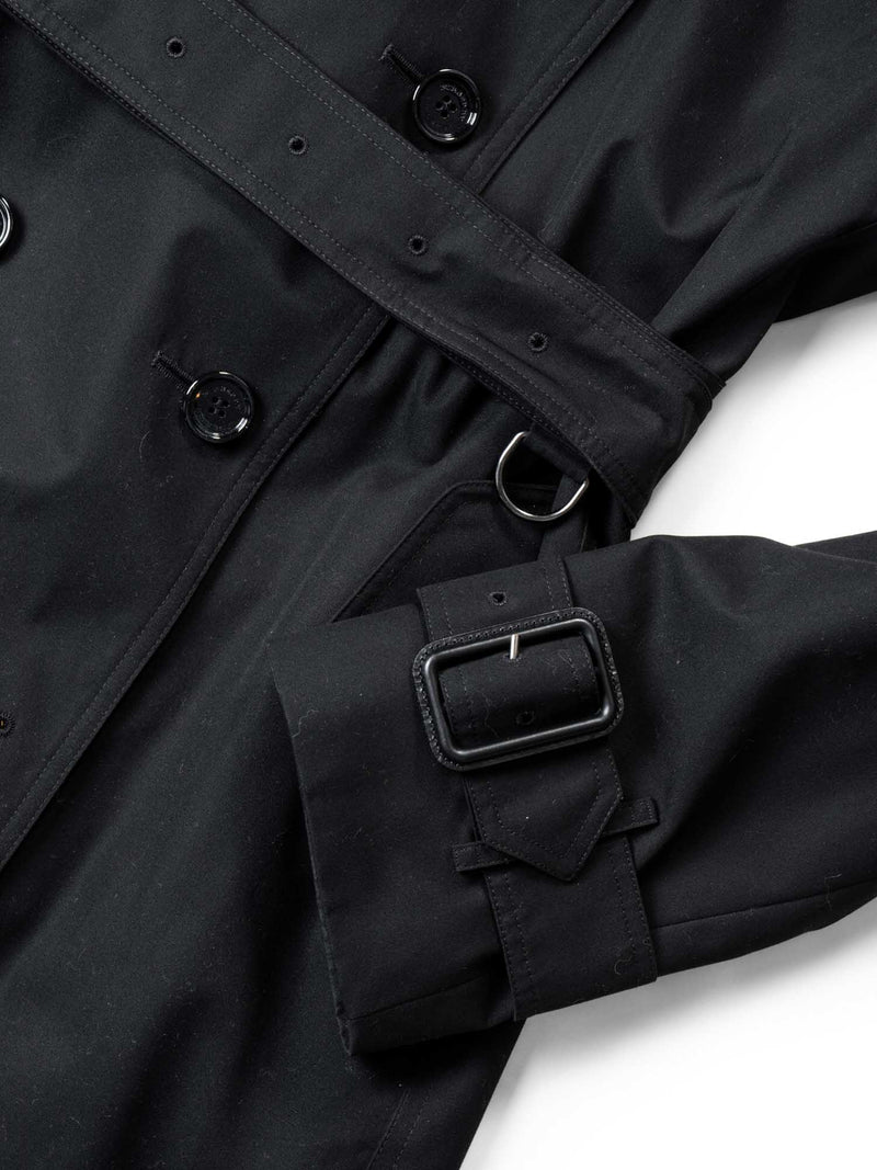 Burberry Gabardine Nova Check Trench Coat Black-designer resale