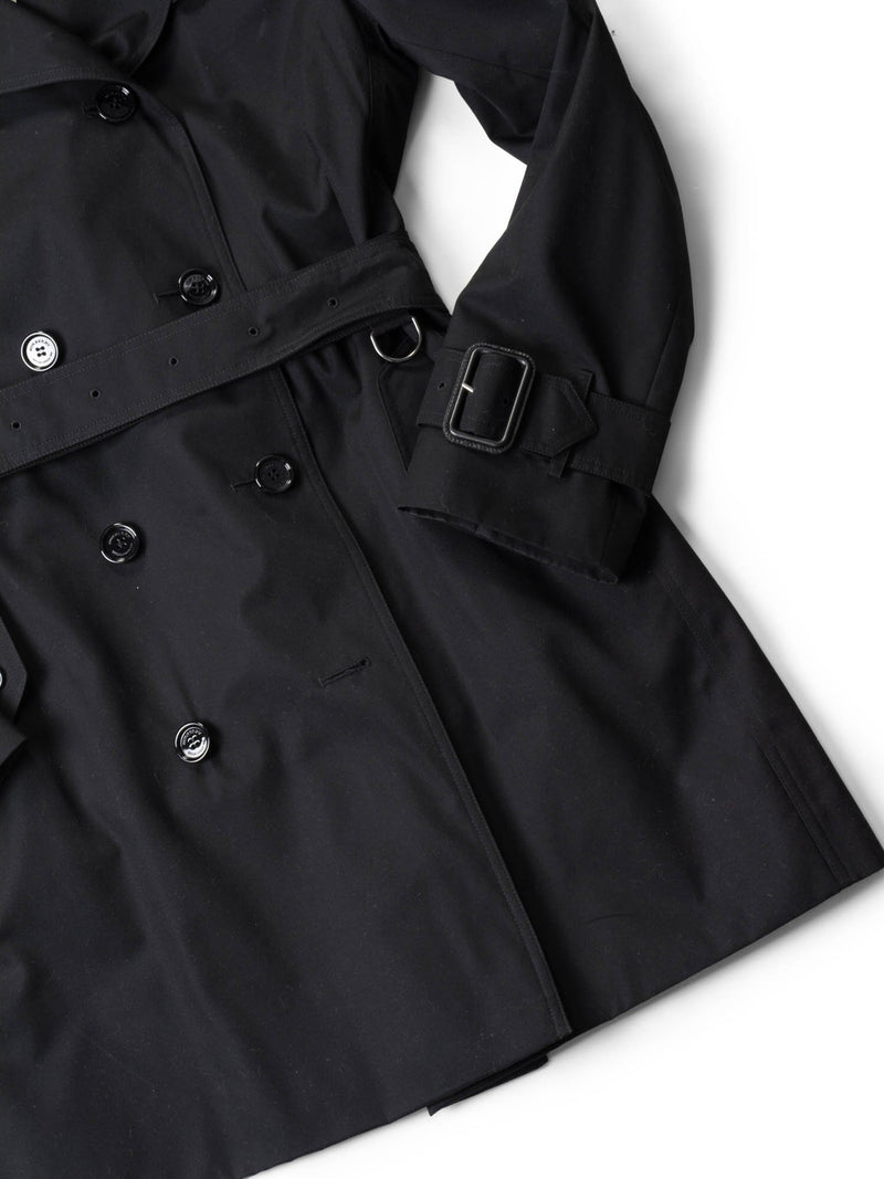 Burberry Gabardine Nova Check Trench Coat Black-designer resale