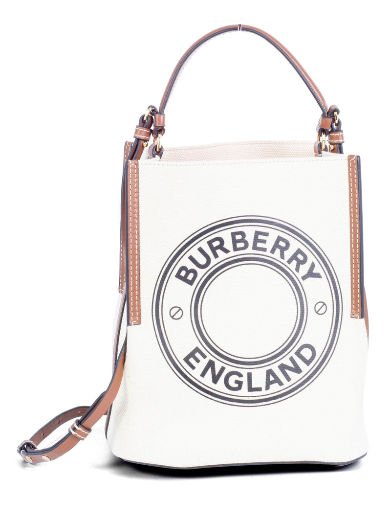 Burberry Leather Canvas Logo Bucket Bag Tan-designer resale