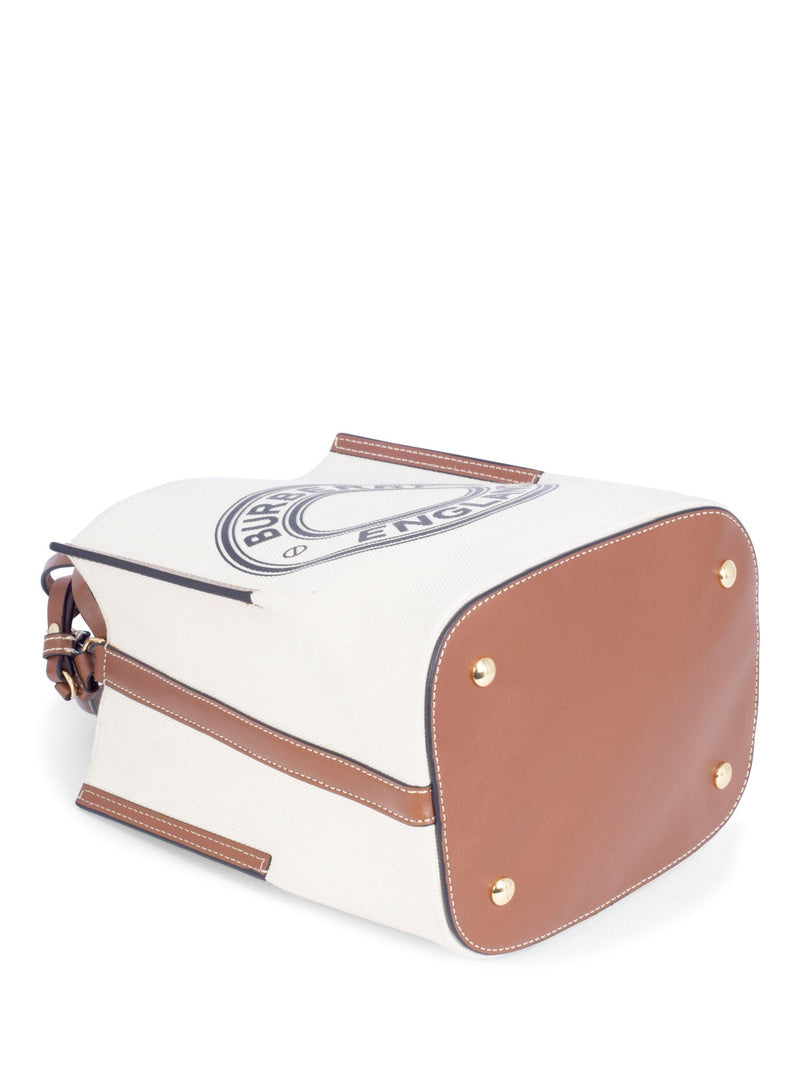Burberry Leather Canvas Logo Bucket Bag Tan-designer resale