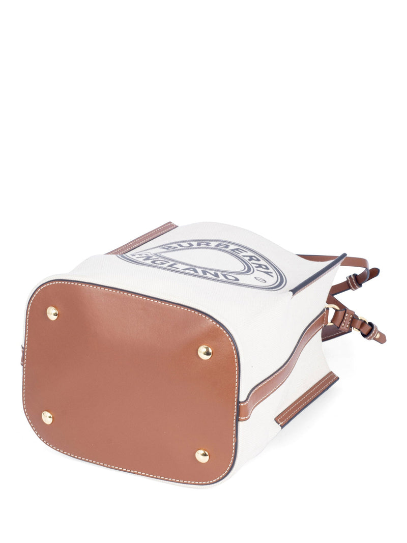 Burberry Leather Canvas Logo Bucket Bag Tan-designer resale