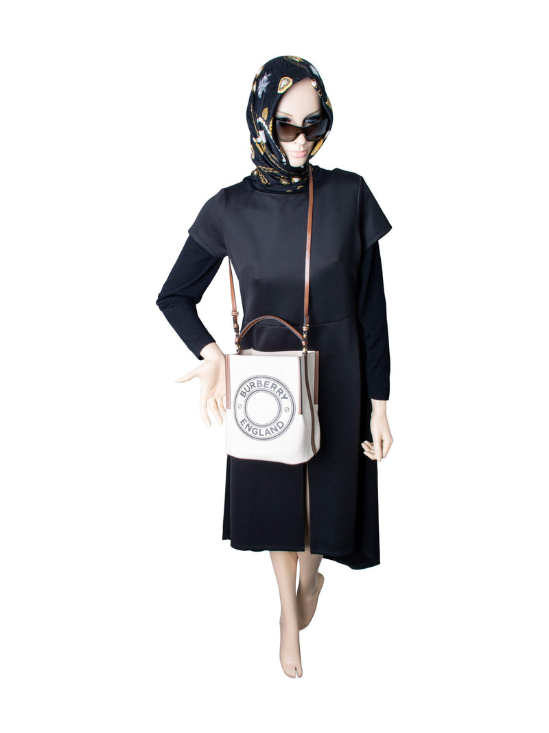 Burberry Leather Canvas Logo Bucket Bag Tan-designer resale