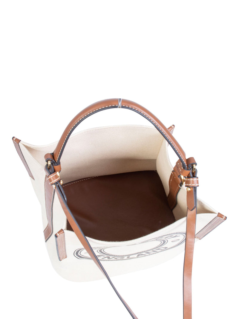 Burberry Leather Canvas Logo Bucket Bag Tan-designer resale