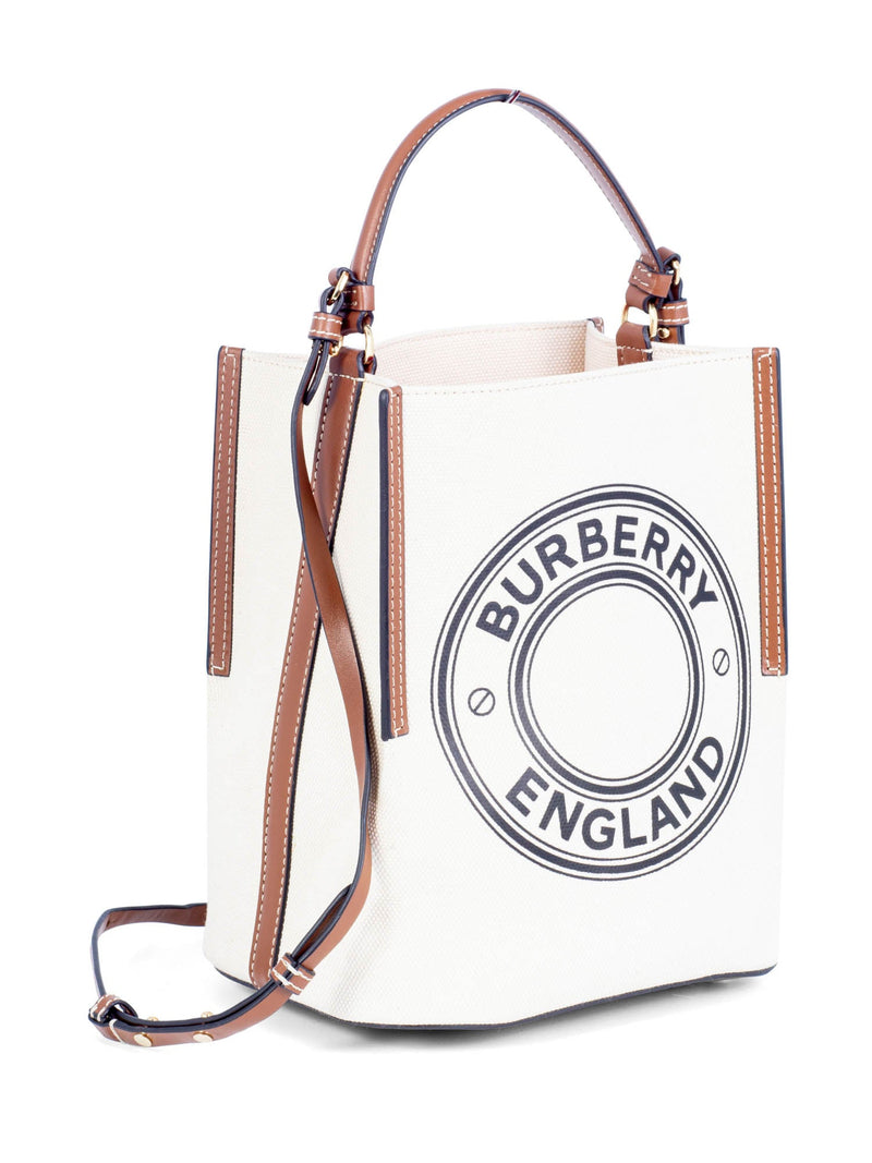 Burberry Leather Canvas Logo Bucket Bag Tan-designer resale