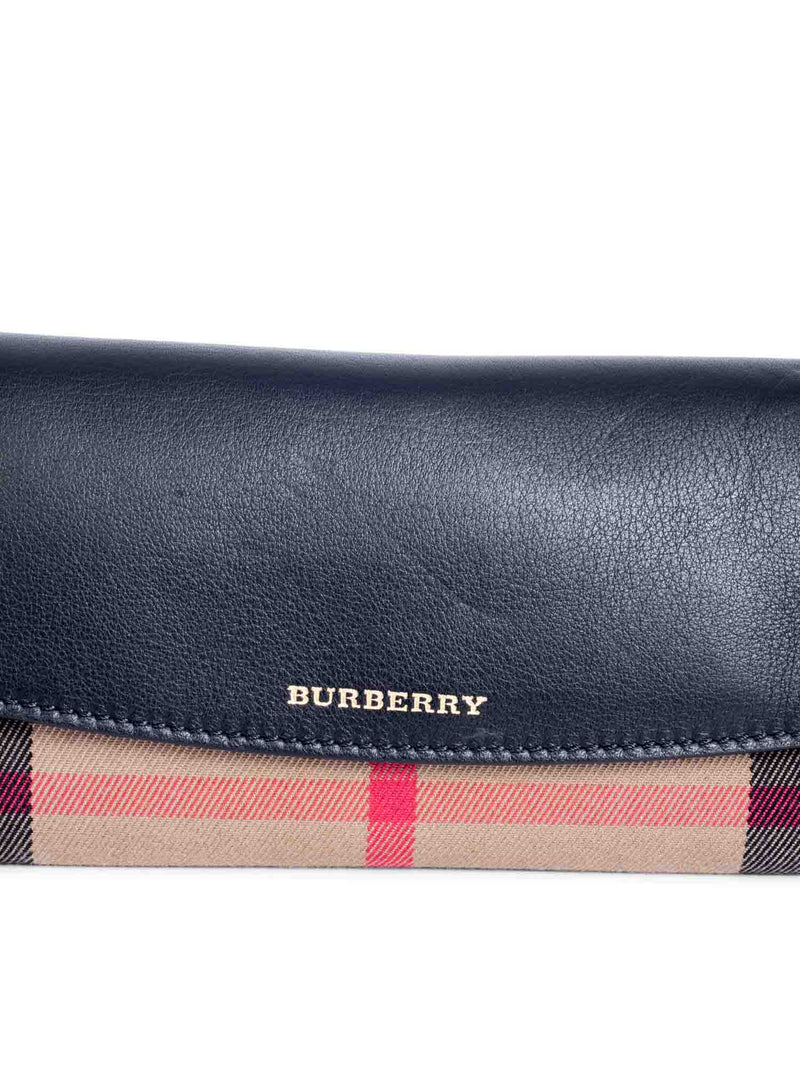 Burberry Leather House Check Flap Wallet Black Brown-designer resale