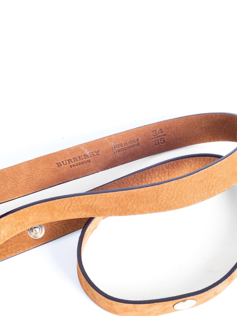 Burberry Leather Studded Belt Brown-designer resale