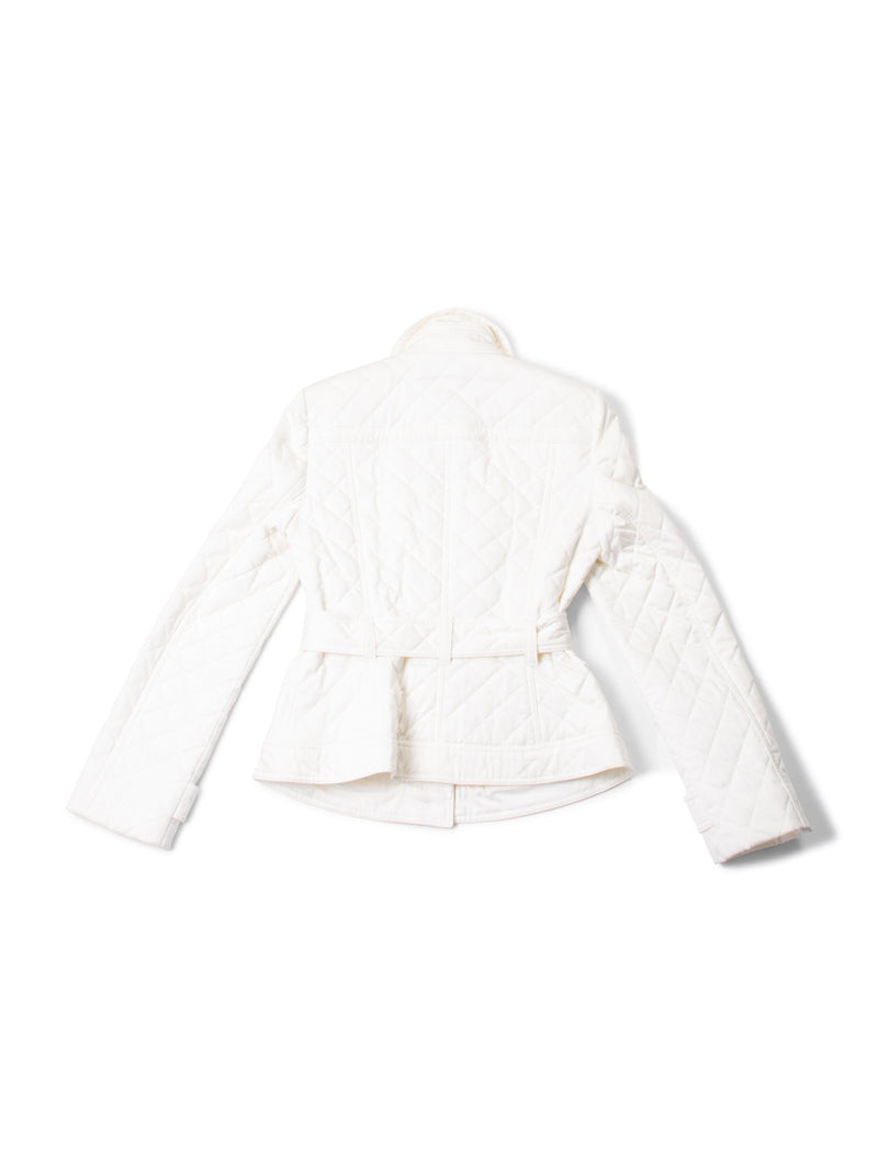 Burberry Quilted Belted Jacket White-designer resale