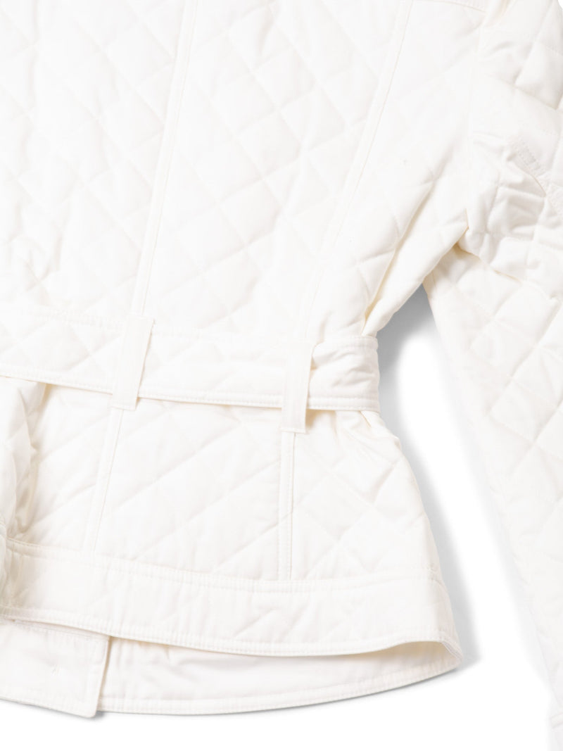 Burberry Quilted Belted Jacket White-designer resale