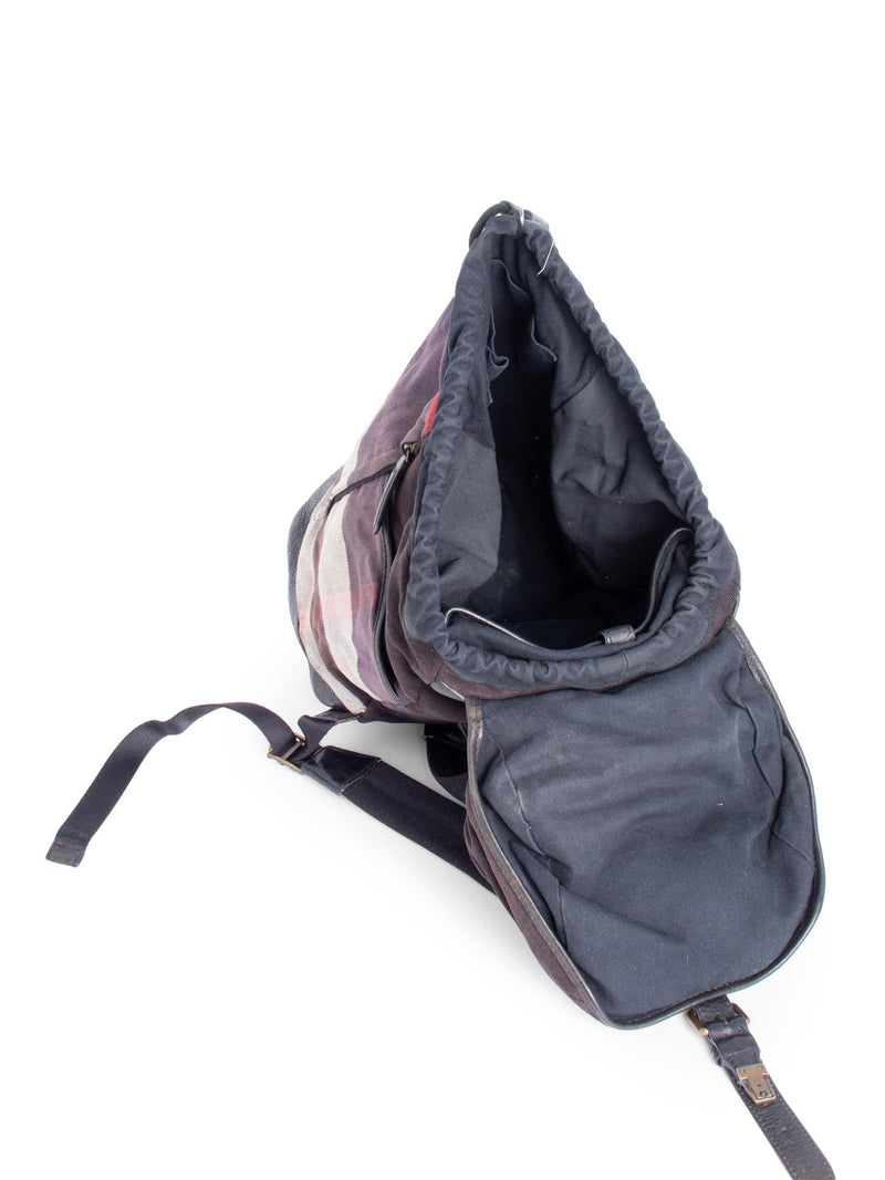 Burberry Vintage Nova Check Utility Unisex Large Backpack Black-designer resale