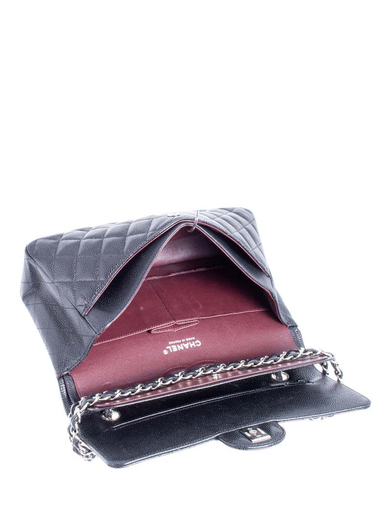 CHANEL 2.55 Caviar Quilted Medium Double Flap Black-designer resale