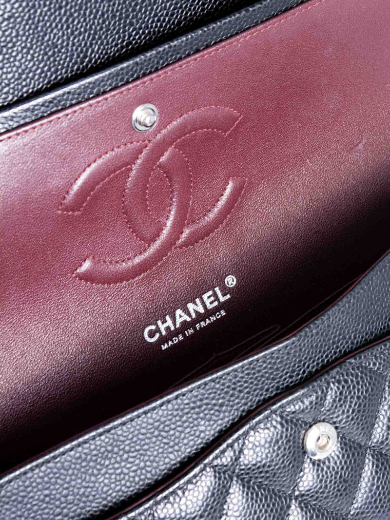 CHANEL 2.55 Caviar Quilted Medium Double Flap Black-designer resale