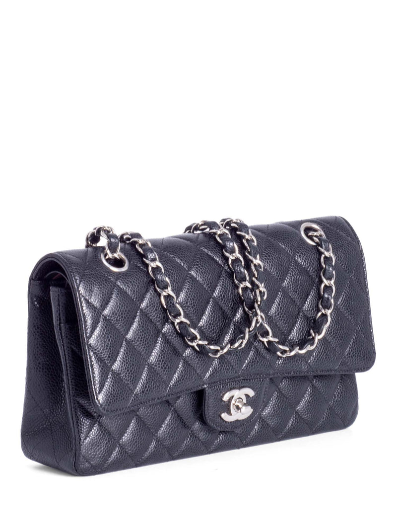 CHANEL 2.55 Caviar Quilted Medium Double Flap Black-designer resale