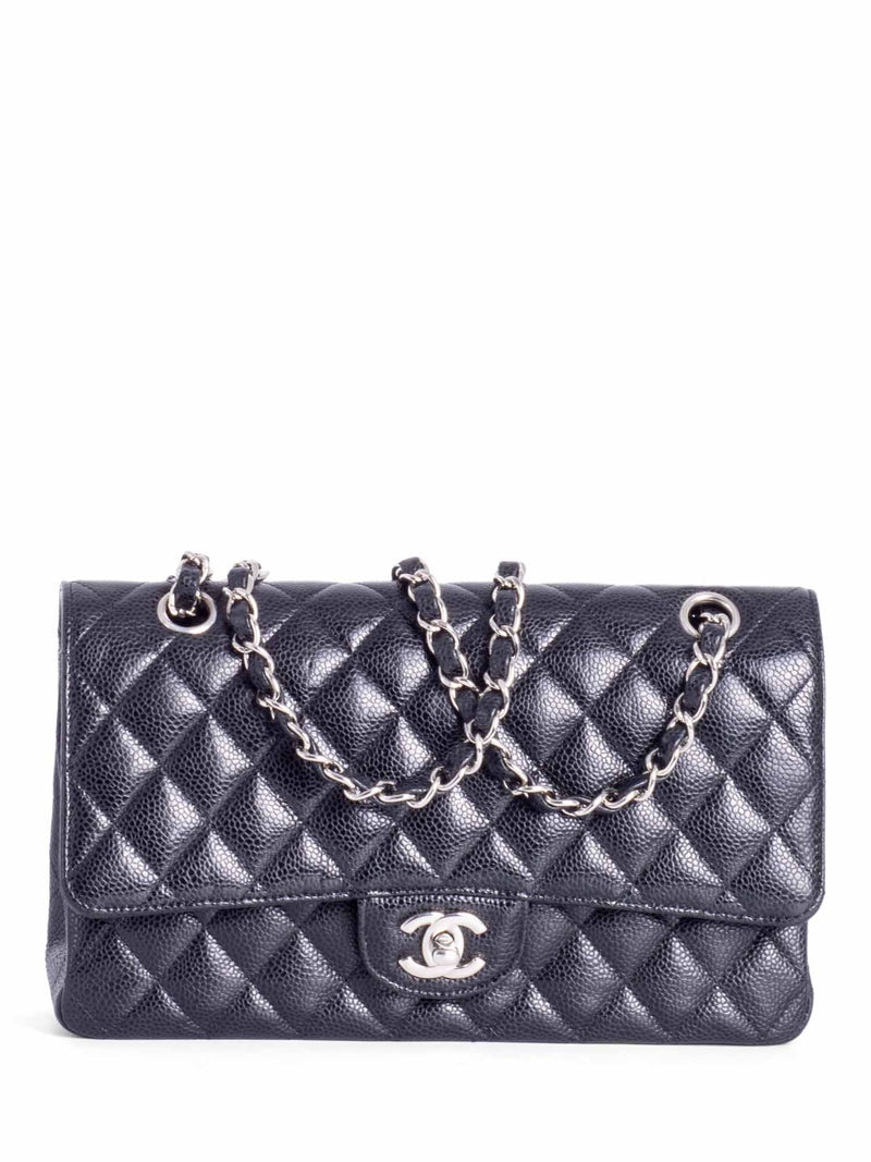 CHANEL 2.55 Caviar Quilted Medium Double Flap Black-designer resale