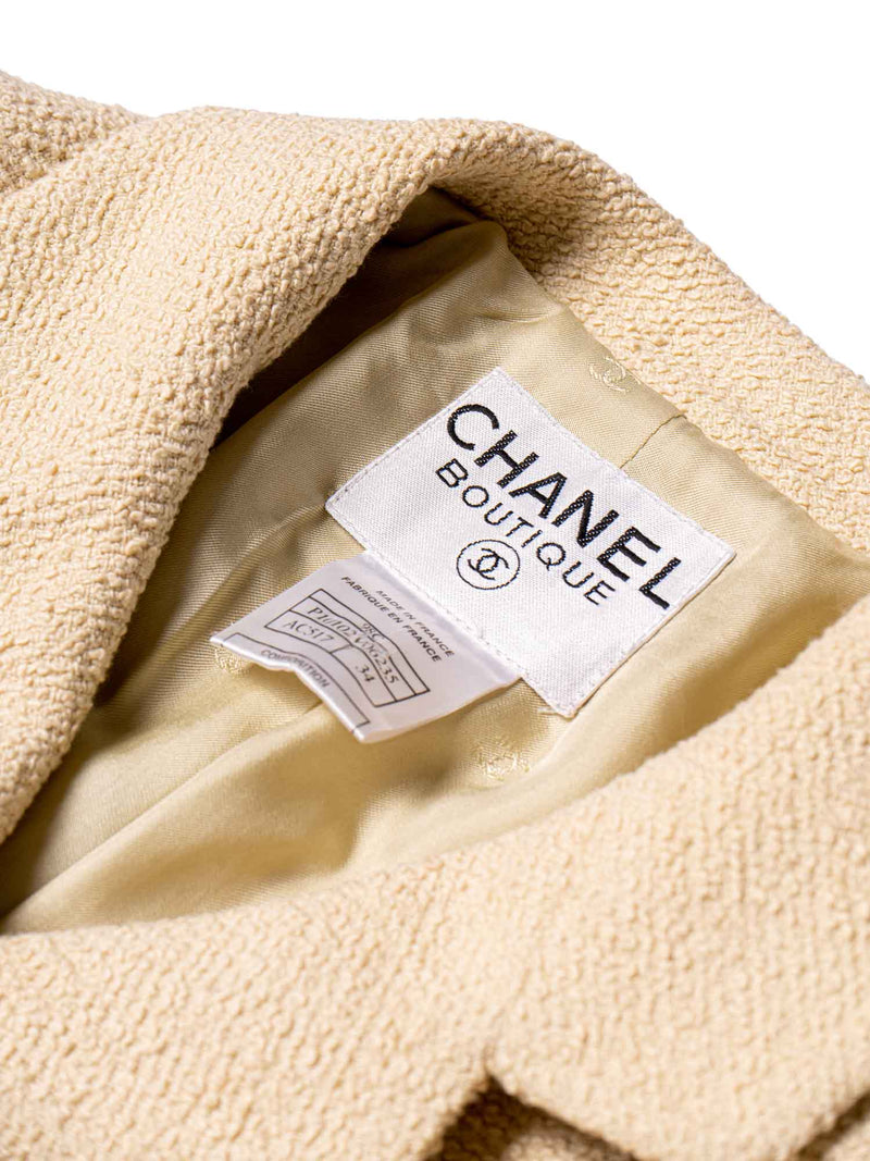 CHANEL CC Logo 90s Tweed Fitted Jacket Beige-designer resale
