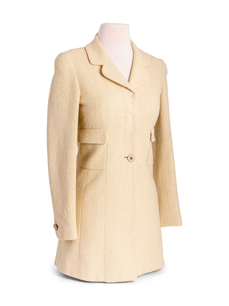CHANEL CC Logo 90s Tweed Fitted Jacket Beige-designer resale