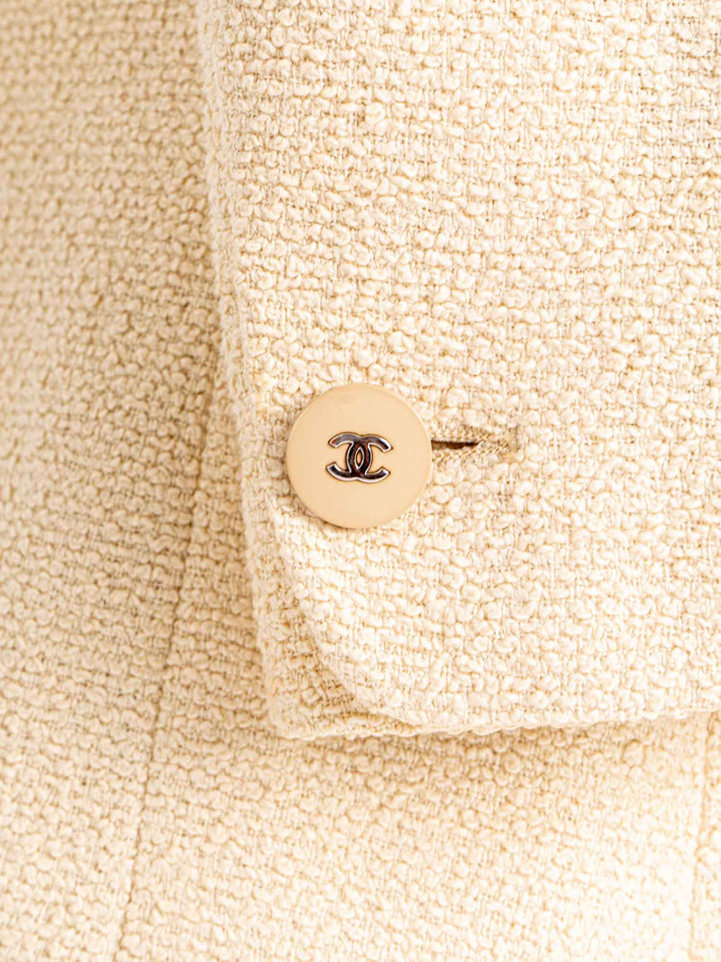 CHANEL CC Logo 90s Tweed Fitted Jacket Beige-designer resale