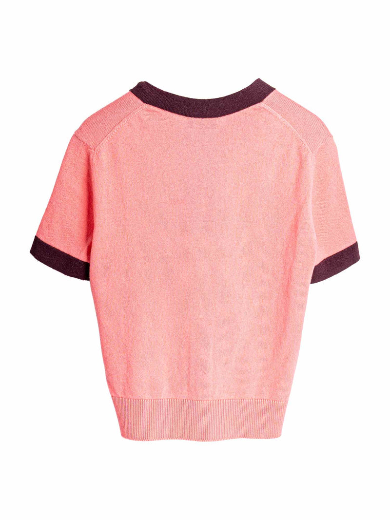 CHANEL CC Logo Cashmere Cardigan Pink Dark Purple-designer resale