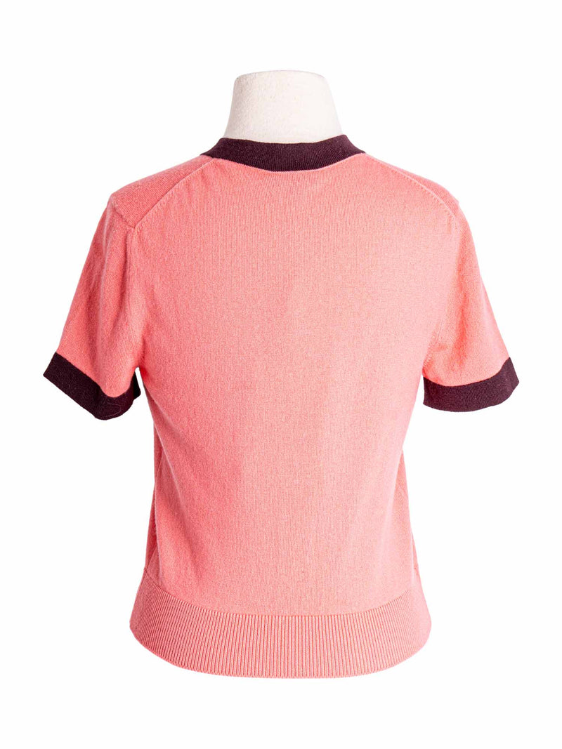 CHANEL CC Logo Cashmere Cardigan Pink Dark Purple-designer resale