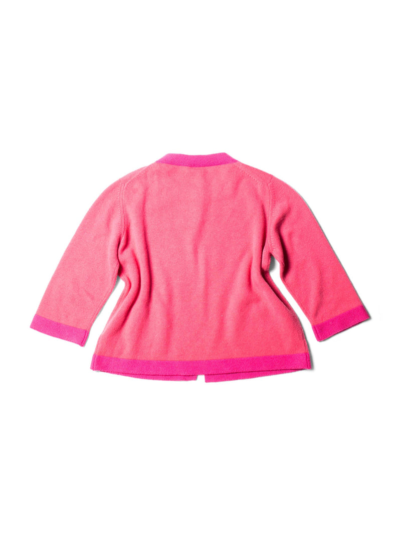 CHANEL CC Logo Cashmere Color Block Cardigan Pink-designer resale