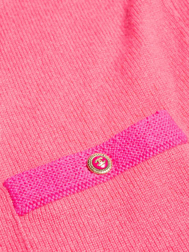 CHANEL CC Logo Cashmere Color Block Cardigan Pink-designer resale