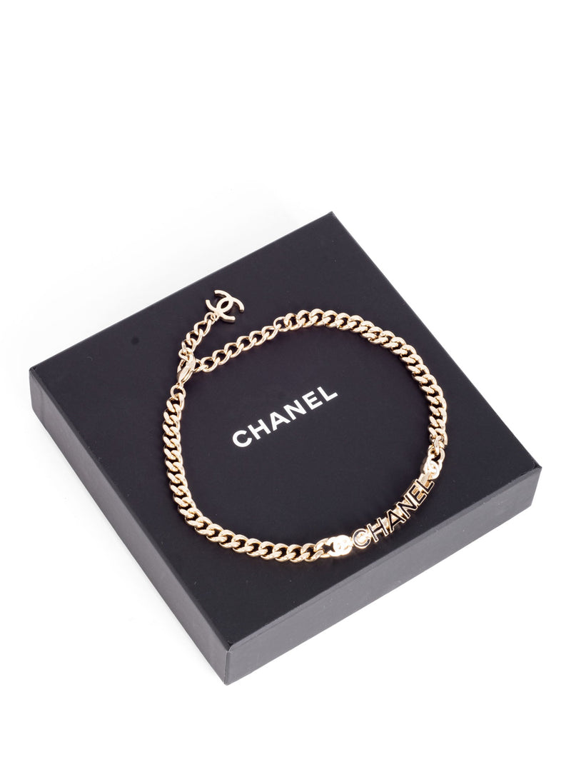 CHANEL CC Logo Chocker Necklace Gold-designer resale