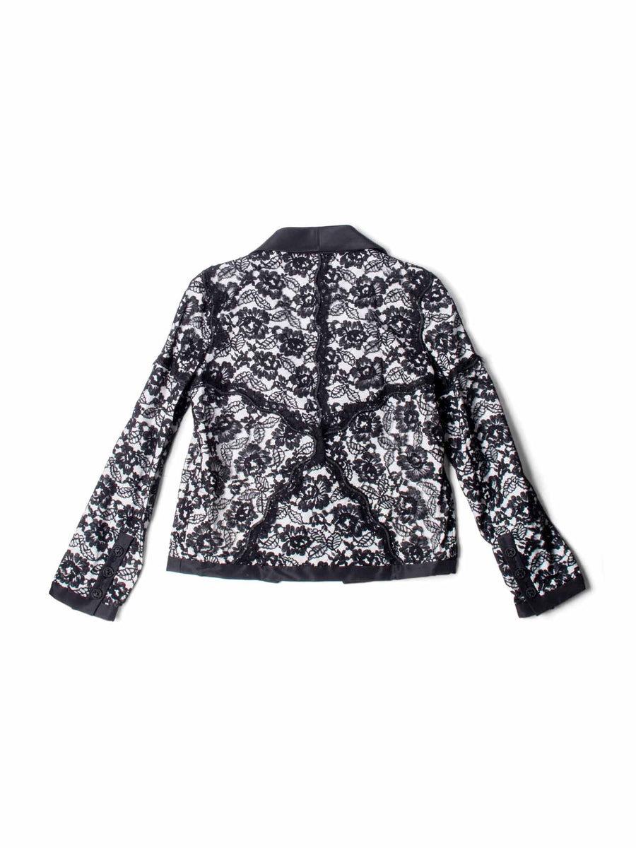CHANEL CC Logo Runway Lace Jacket Black