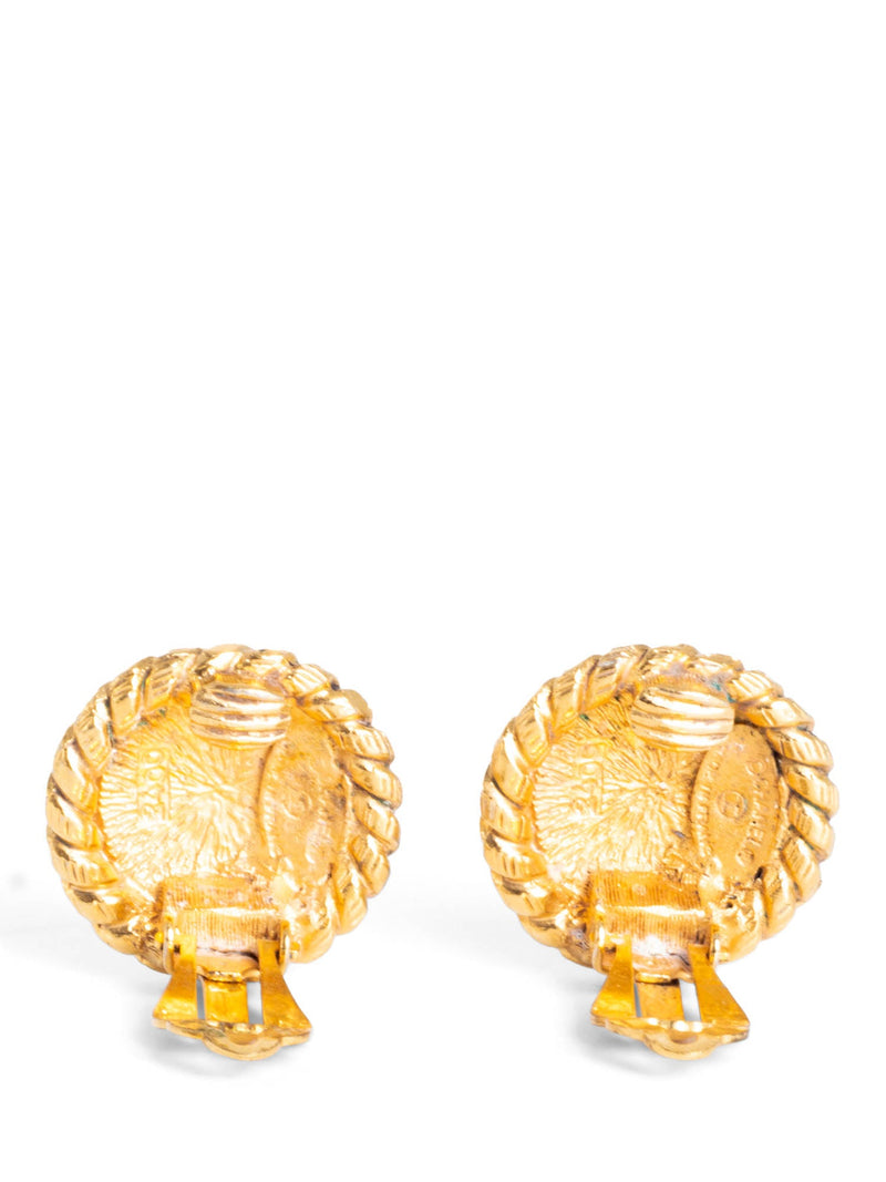 CHANEL CC Logo Medallion Earrings Gold-designer resale