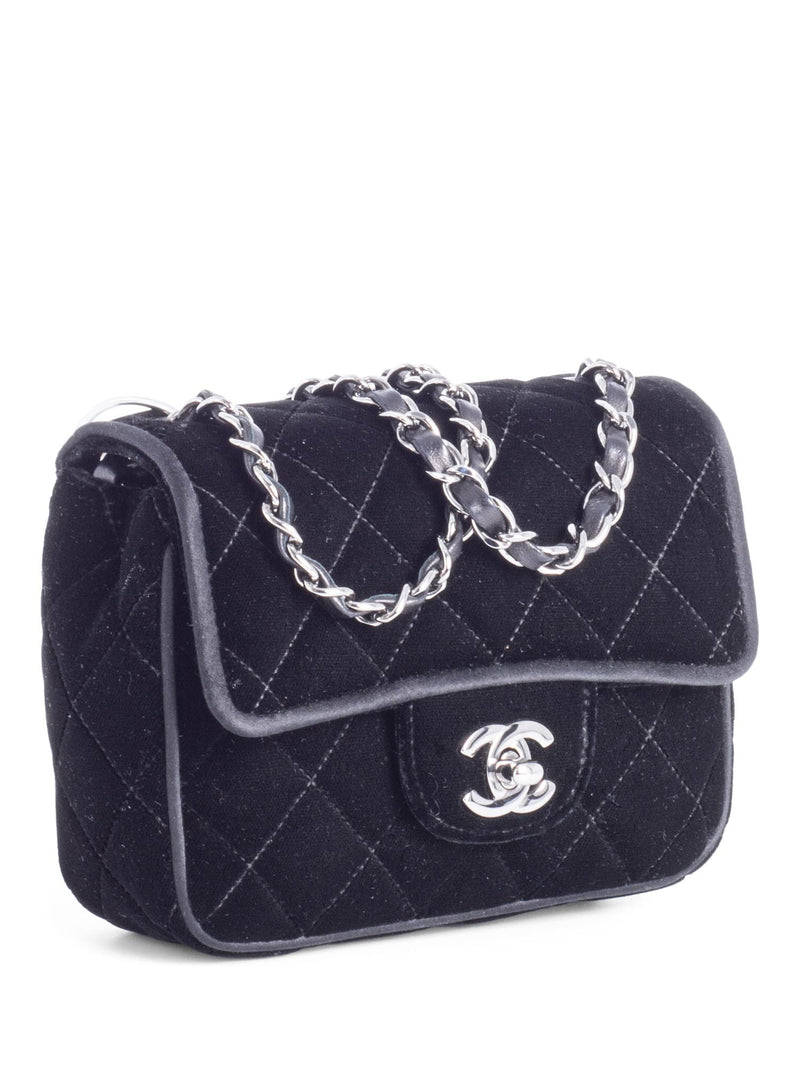 CHANEL CC Logo Mini Velvet Single Flap Bag Black-designer resale