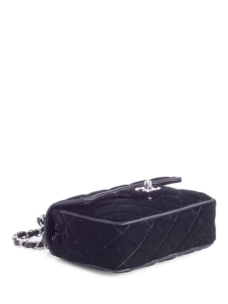 CHANEL CC Logo Mini Velvet Single Flap Bag Black-designer resale