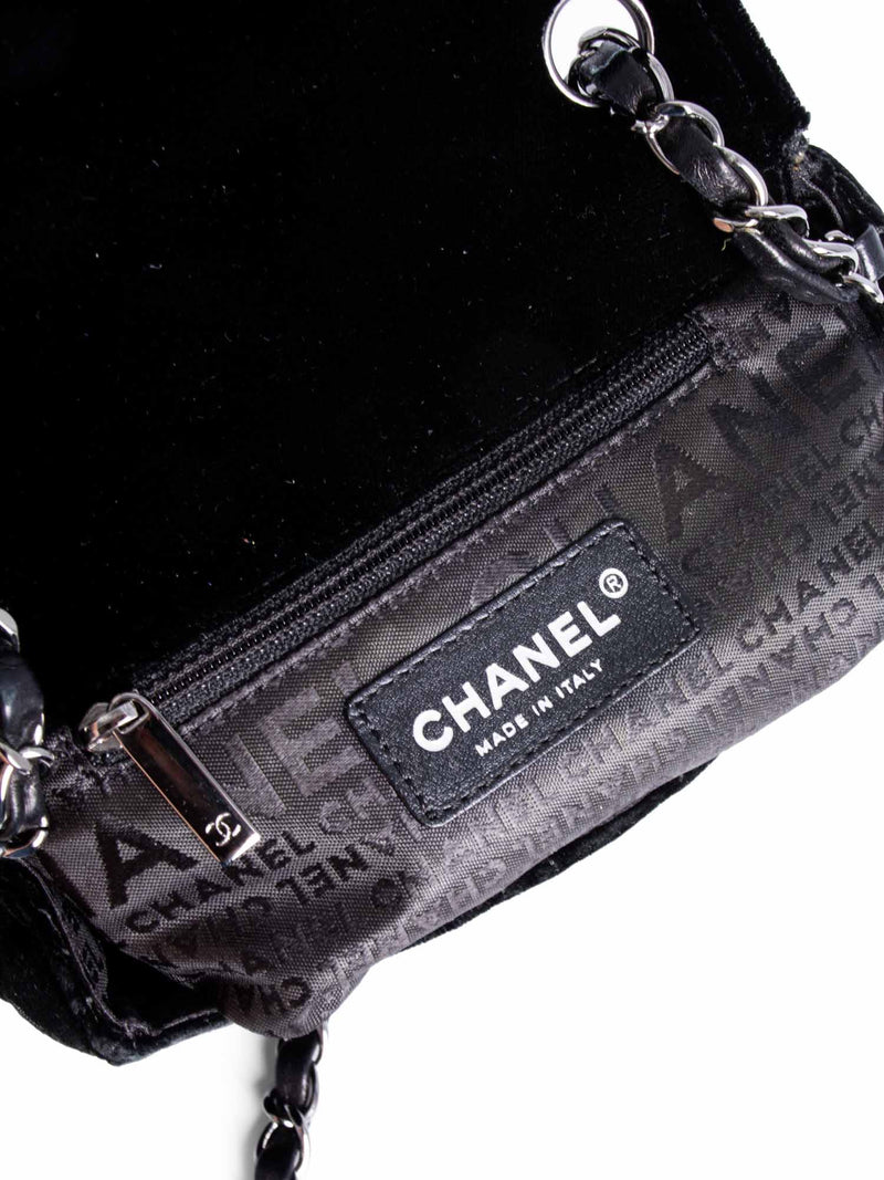 CHANEL CC Logo Mini Velvet Single Flap Bag Black-designer resale