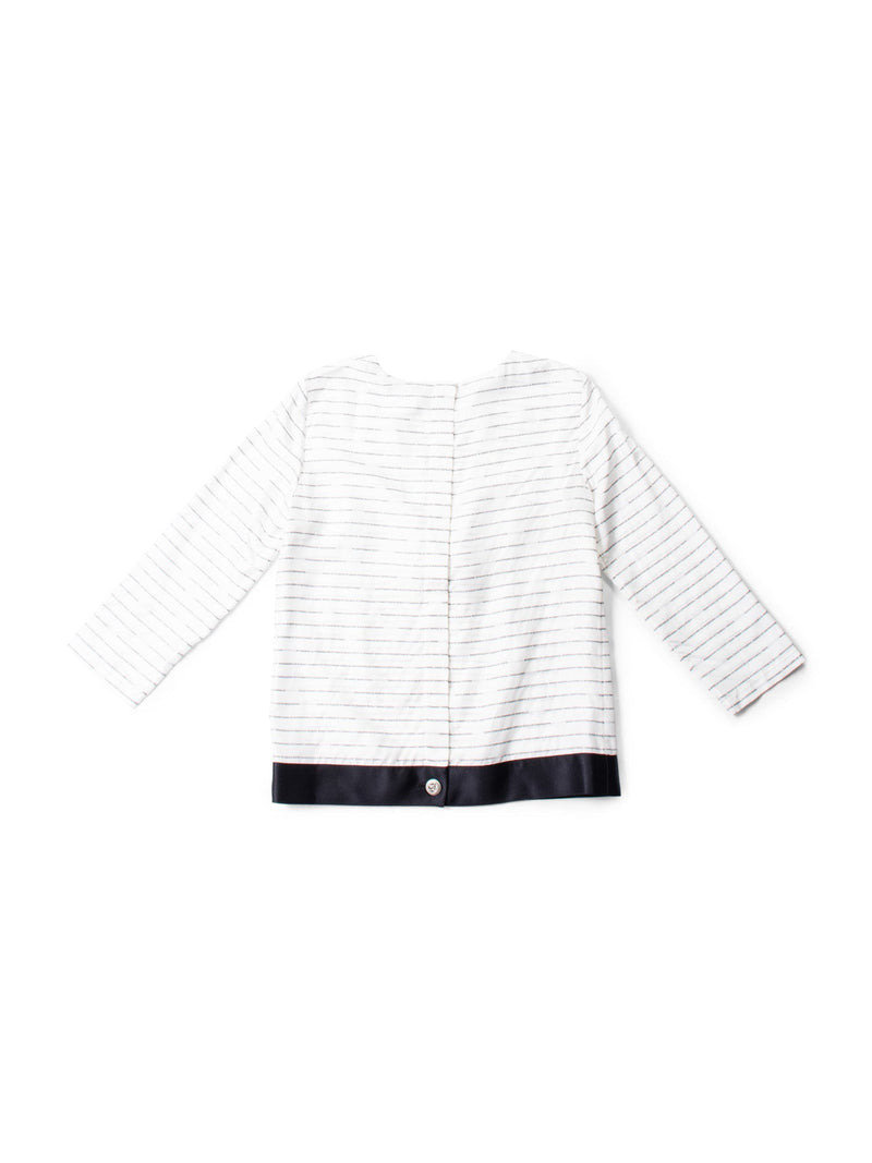 CHANEL CC Logo Monogram Silk Blouse Black White-designer resale