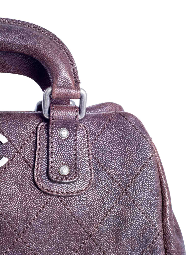 CHANEL CC Logo Quilted Caviar Leather Doctor Bag Brown-designer resale