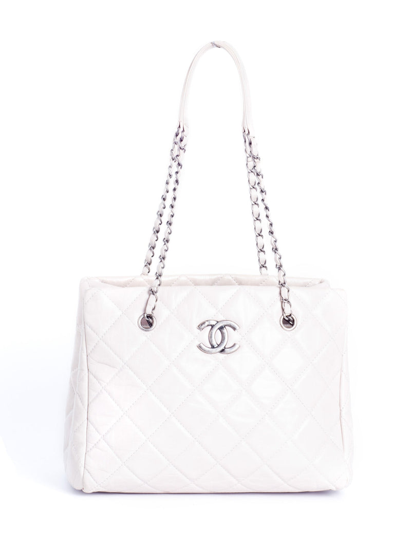 CHANEL CC Logo Quilted Leather Grand Shopper Bag Light Taupe-designer resale