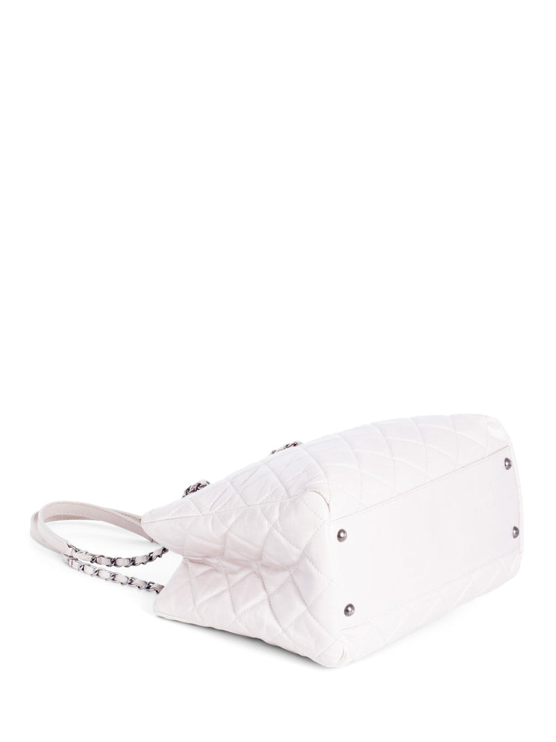 CHANEL CC Logo Quilted Leather Grand Shopper Bag Light Taupe-designer resale